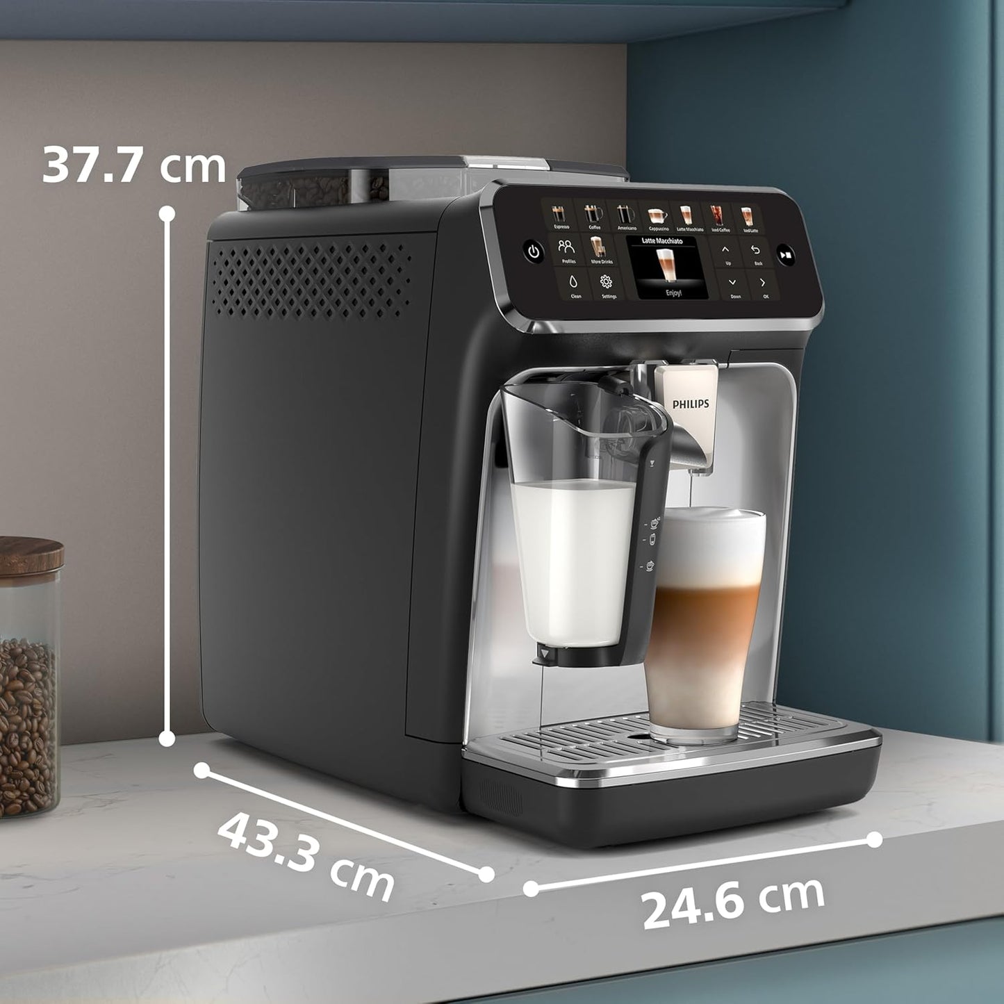 Philips 5500 Series Bean to Cup Coffee Machine – 20 Hot & Iced drinks, LatteGo Milk Frother, Fastest-to-Clean, 40% Quieter, Ceramic Grinder, Fully Automatic Espresso & Cappuccino maker – EP5546/70